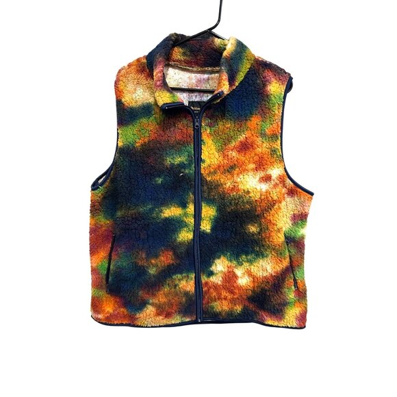 Marissa Olivia New York NWT Multicolor Tie Dye Zip Up Collared Vest SZ XL - Picture 1 of 9